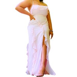 BARBIE™ AZAZIE Chiffon Ruffle Column Dress with Leg Slit